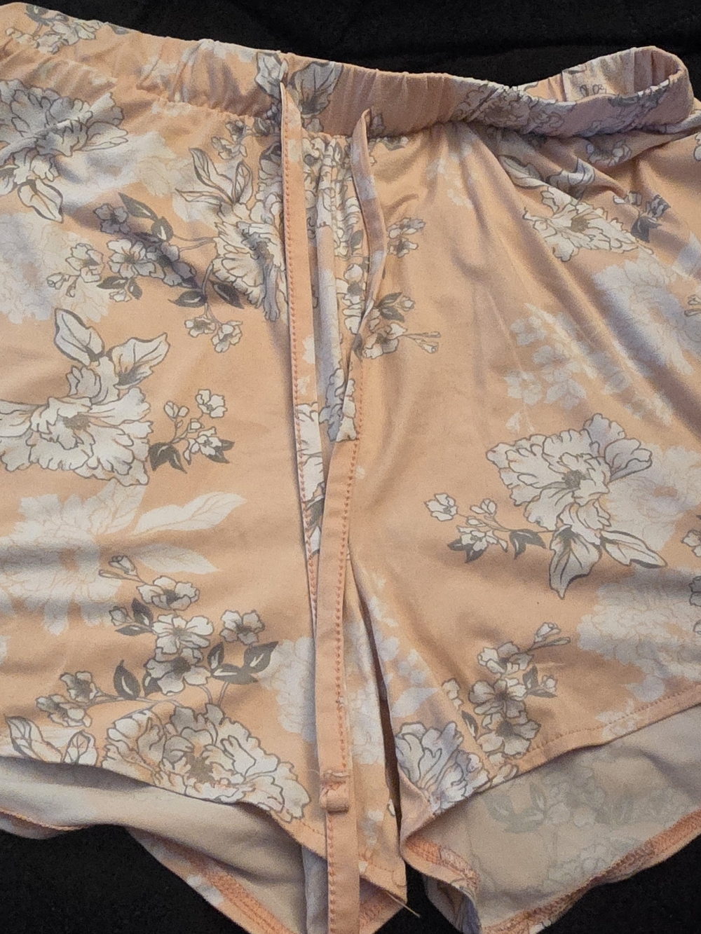 Tahari Peach Floral Lounge Shorts with Drawstring